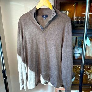 Faconnable 100% Wool Quarter Zip Sweater Men’s XL Brown Pullover